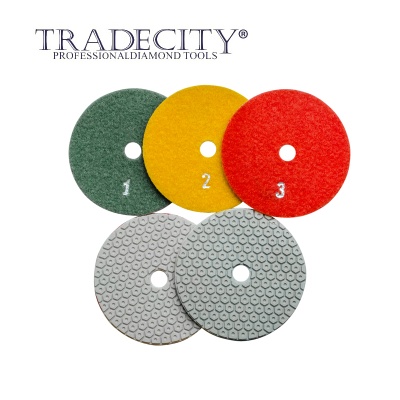 Алмазные гибкие шлифовальные круги Гайка мини Pads 5-STEP D100 комплект
